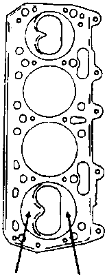 Diagram showing cylinder head with labeled points A and B