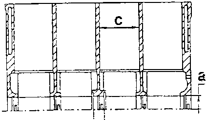 Cylinder block diagram with labeled parts a, b, c, d, e