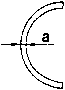 Diagram showing a cross-section of a connecting rod half bearing with dimension 'a' indicated