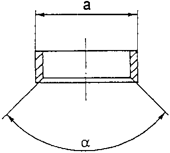 Diagram of valve seat with dimensions a and angle α