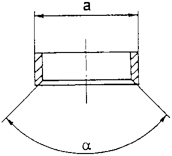Diagram of valve seat with dimensions 'a' and angle 'α'