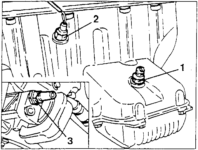 Engine oil sensors shown with callouts 1, 2, and 3