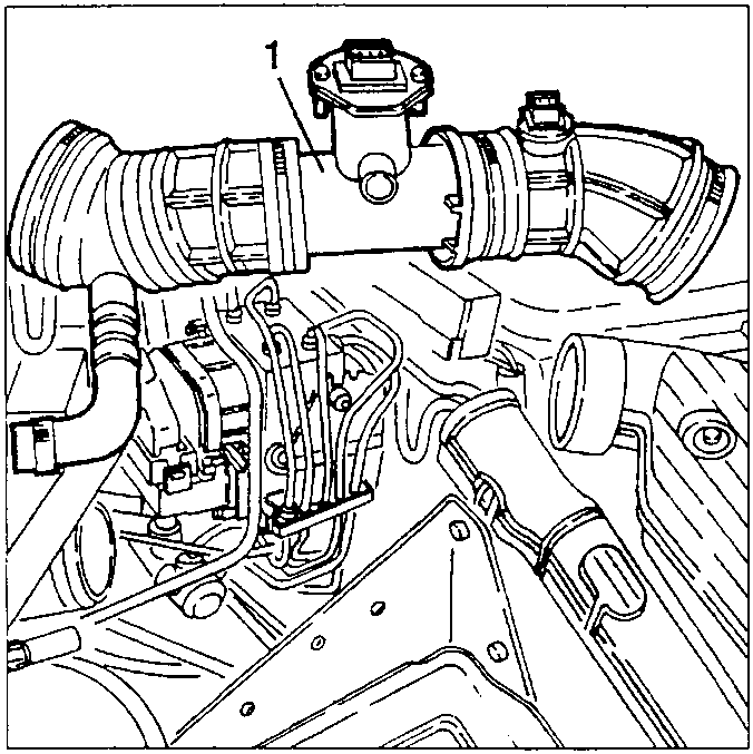 Engine bay showing intake manifold and clamps