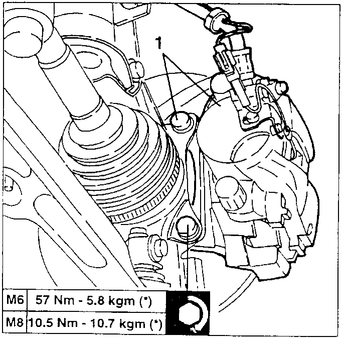 Brake caliper with torque values
