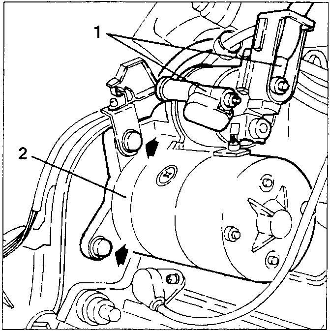 Starter motor with electrical connections