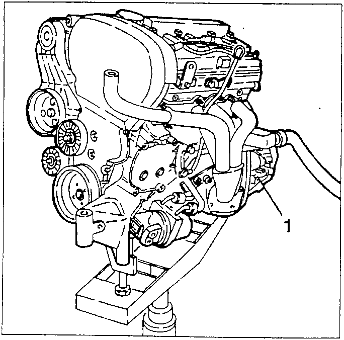 Power unit on special work bench with hydraulic jack