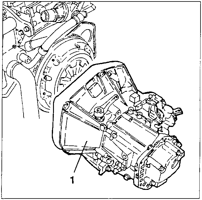 Gearbox-differential unit removed from engine