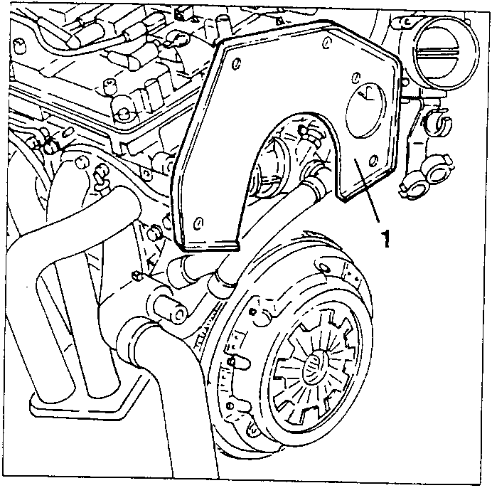 Rear flywheel guard with numbered part 1