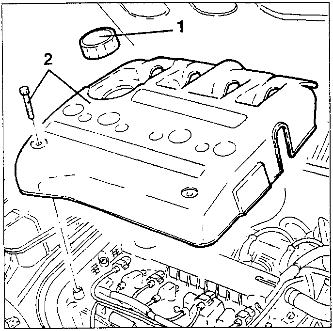 Engine with oil filler cap and ignition coil cover