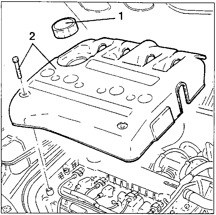 Engine oil filler cap and ignition coil cover removal