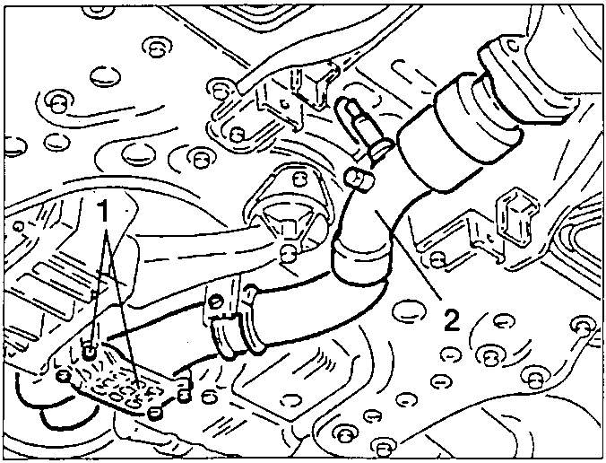 Diagram showing exhaust pipe removal
