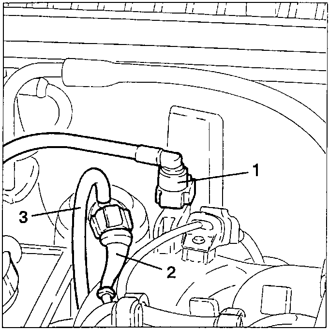 Engine bay diagram showing disconnected pipes and actuators