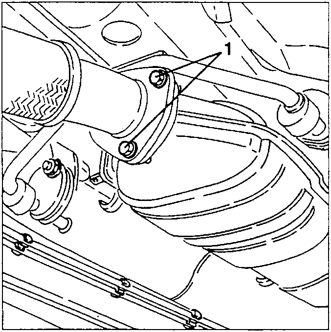 Exhaust system showing bolts at connection point