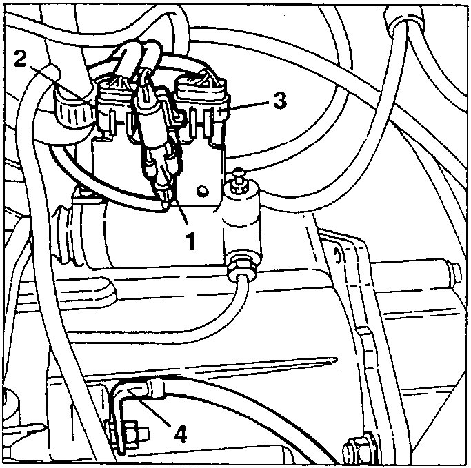 Diagram showing electrical connections labeled 1, 2, 3, 4