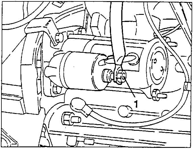 Diagram showing electrical connections being disconnected from the starter motor