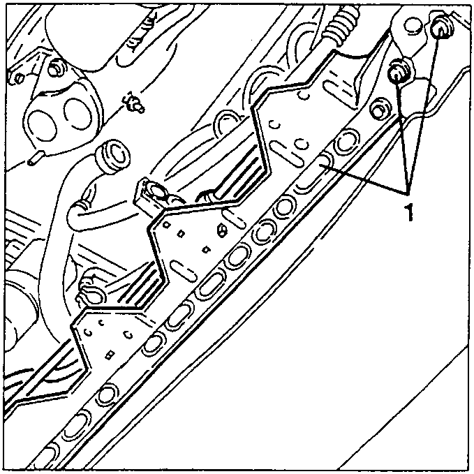 Diagram showing power steering pipes being prised off and fastening screws removed from lower crossmember