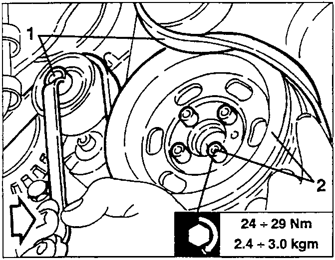 Auxiliary components drive belt guide pulley removal