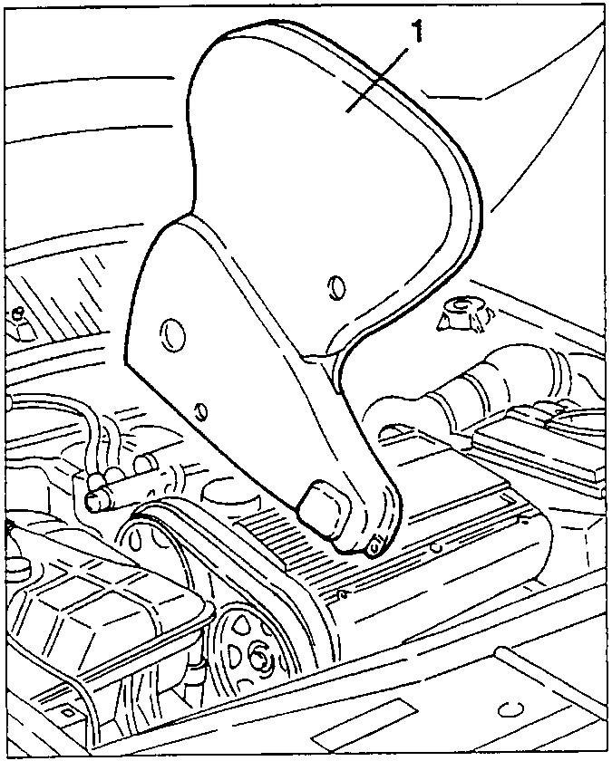 Upper cover of timing gear and counter-rotating shaft drive belts being removed; callout 1 indicates the cover.