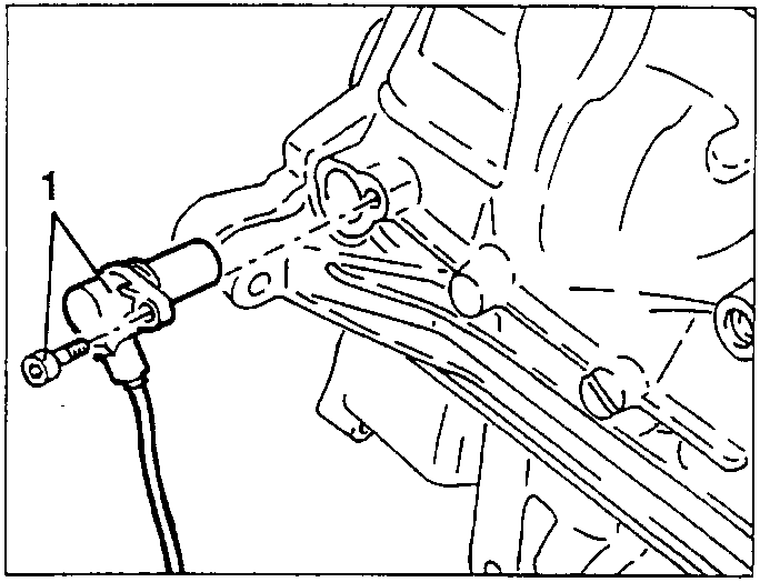 Rpm and timing sensor 1 with its fastening screw on the engine block