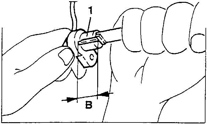 Gauge measuring dimension B on the sensor