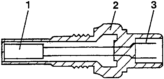 Section of the engine coolant temperature sensor: NTC resistance 1, body 2, connector 3