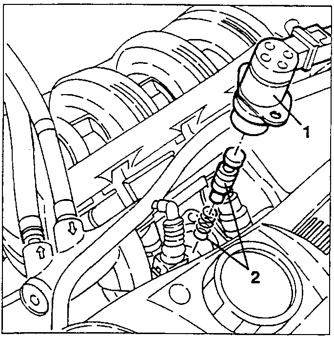 Timing variator solenoid 1 and valve with spring 2