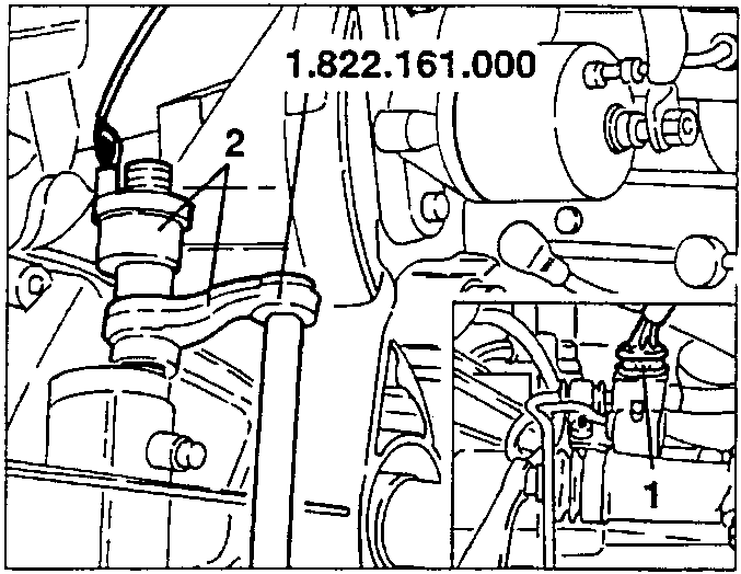 Speedometer sensor 2 removed with wrench 1.822.161.000, with electrical connection 1