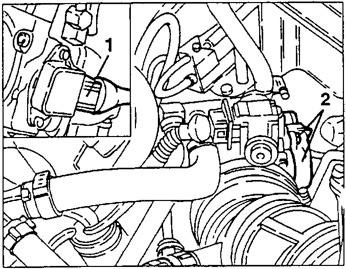 Throttle potentiometer mounted on engine with electrical connector and fastening screws