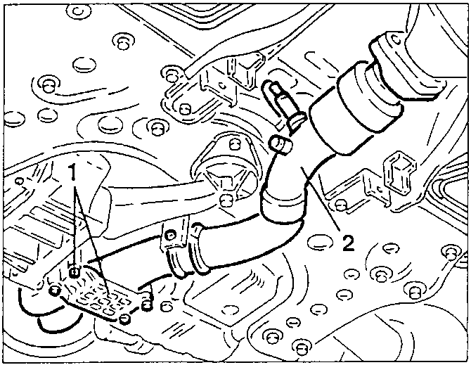 Exhaust pipe with lambda probe and reinforcement bracket.
