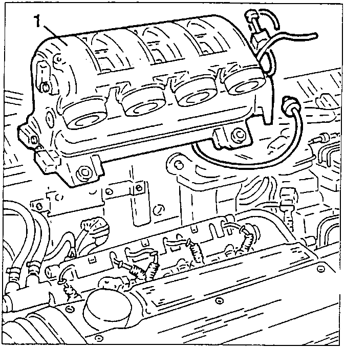 Intake box being removed from engine
