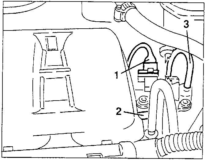 Diagram showing E.G.R. modulating solenoid valve with labeled parts 1, 2, and 3