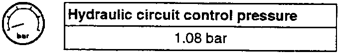 Gauge showing hydraulic circuit control pressure reading 1.08 bar.