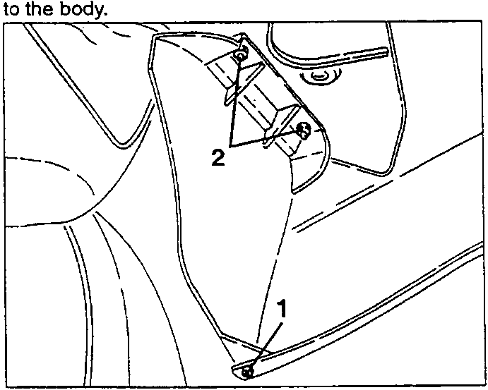 Rear right-hand gravel guard removal diagram showing screw and bolts
