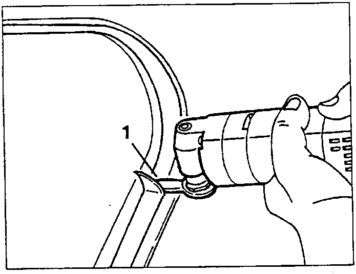 Hand using a tool to remove profile and sealant from windscreen edge