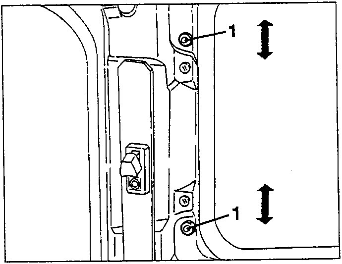 Quarterlight adjustment diagram showing two nuts with arrows indicating up/down movement.
