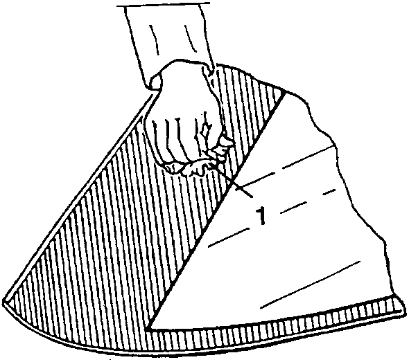 Diagram showing a hand applying sealant along a strip on a windshield.