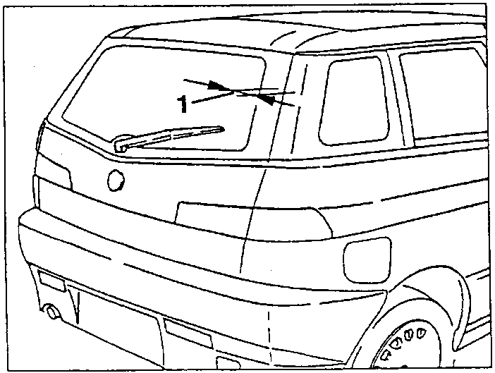 Rear view of vehicle showing windshield alignment