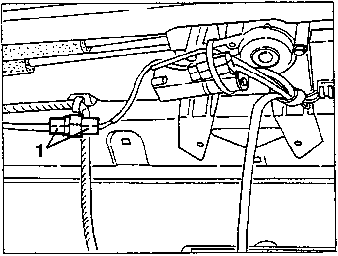 Diagram showing electrical connection to sunroof motor being disconnected.