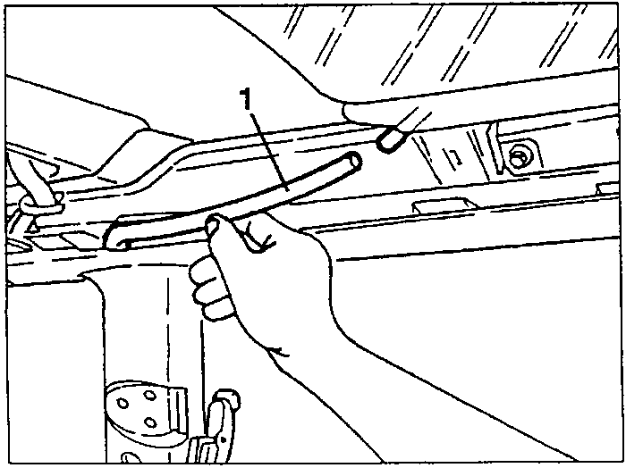 Diagram showing a hand prying open a trim panel.