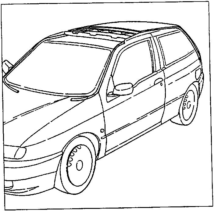 Side view of car showing roof panel and drainage hoses