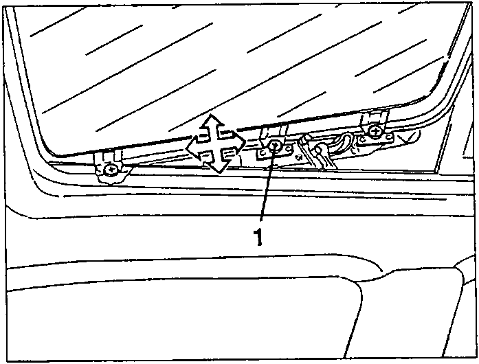 Diagram showing sunroof glass adjustment screws