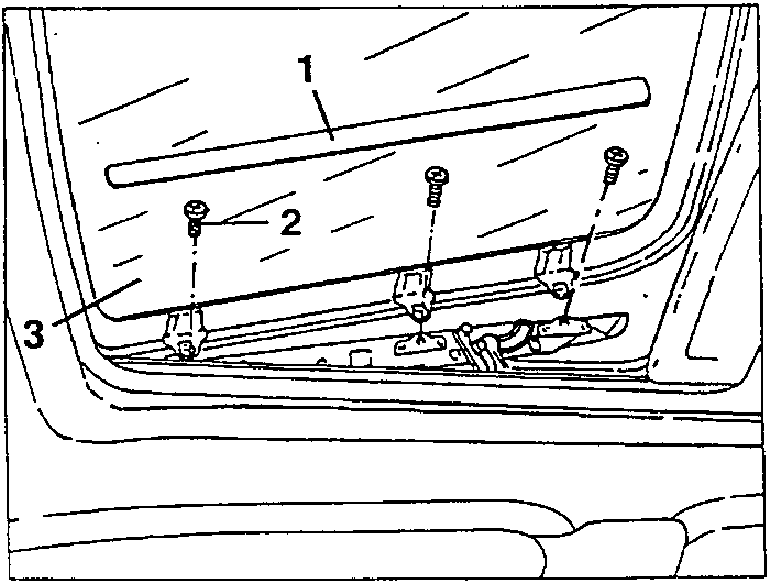 Diagram showing sunroof glass panel with screws