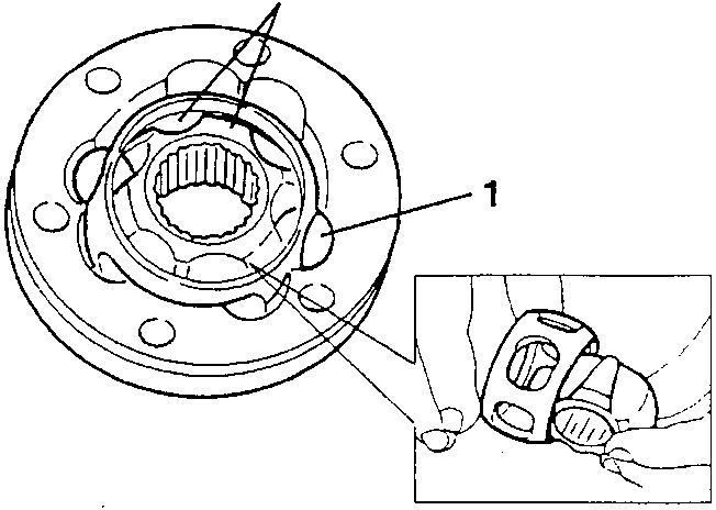 Joint disassembly showing balls, core, and cage