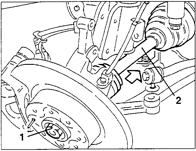 Axle shaft being pulled out from wheel hub