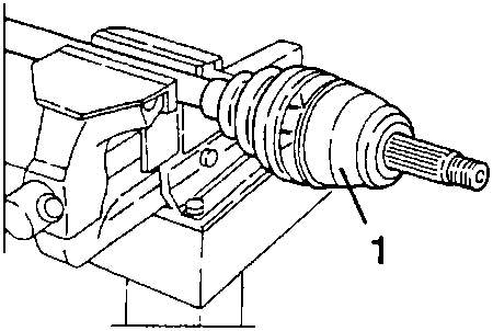 C.V. joint being fitted with inner clamp