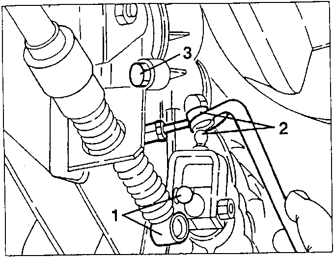 Diagram showing gear engagement cable disconnection points 1, 2, and 3