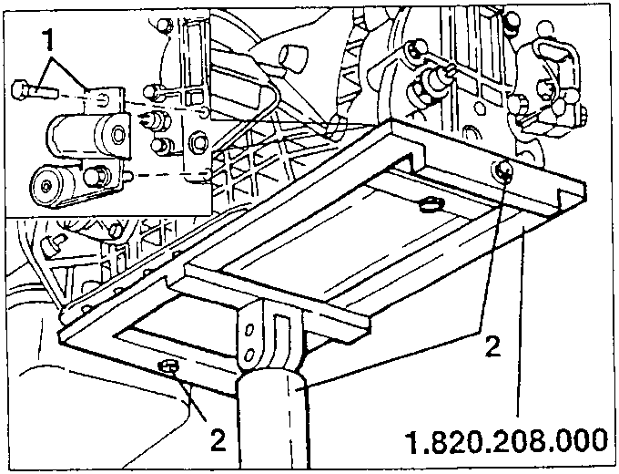Diagram showing hydraulic jack stand 1.820.208.000 with parts 1 and 2