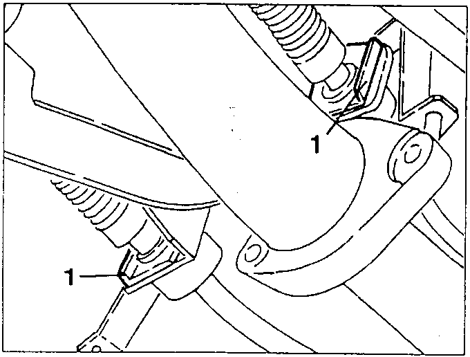 Gearshift control cable fastening clip on power unit rear support.