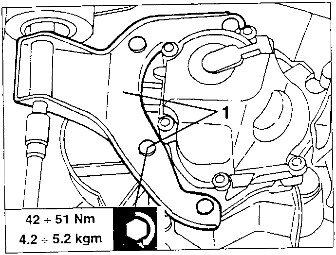 Gearbox side power unit support with torque specification 42 ÷ 51 Nm (4.2 ÷ 5.2 kgm)