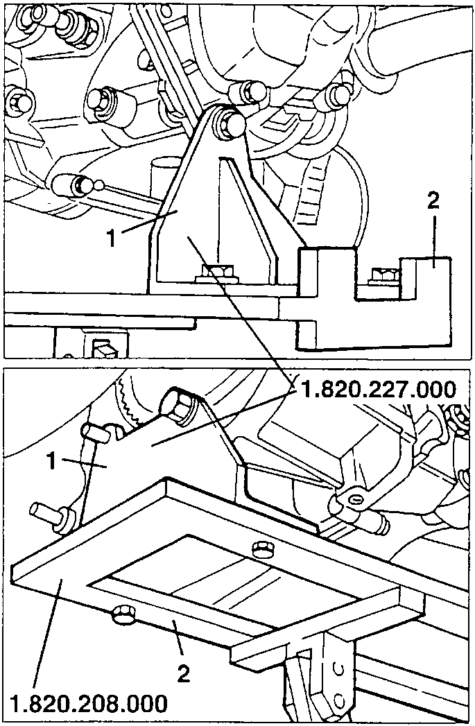 Illustration showing brackets 1 and 2, with part numbers 1.820.227.000 and 1.820.208.000